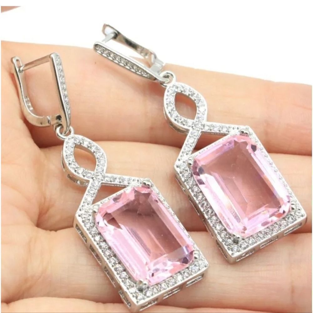 Pink Kunzite Diamond Earrings
